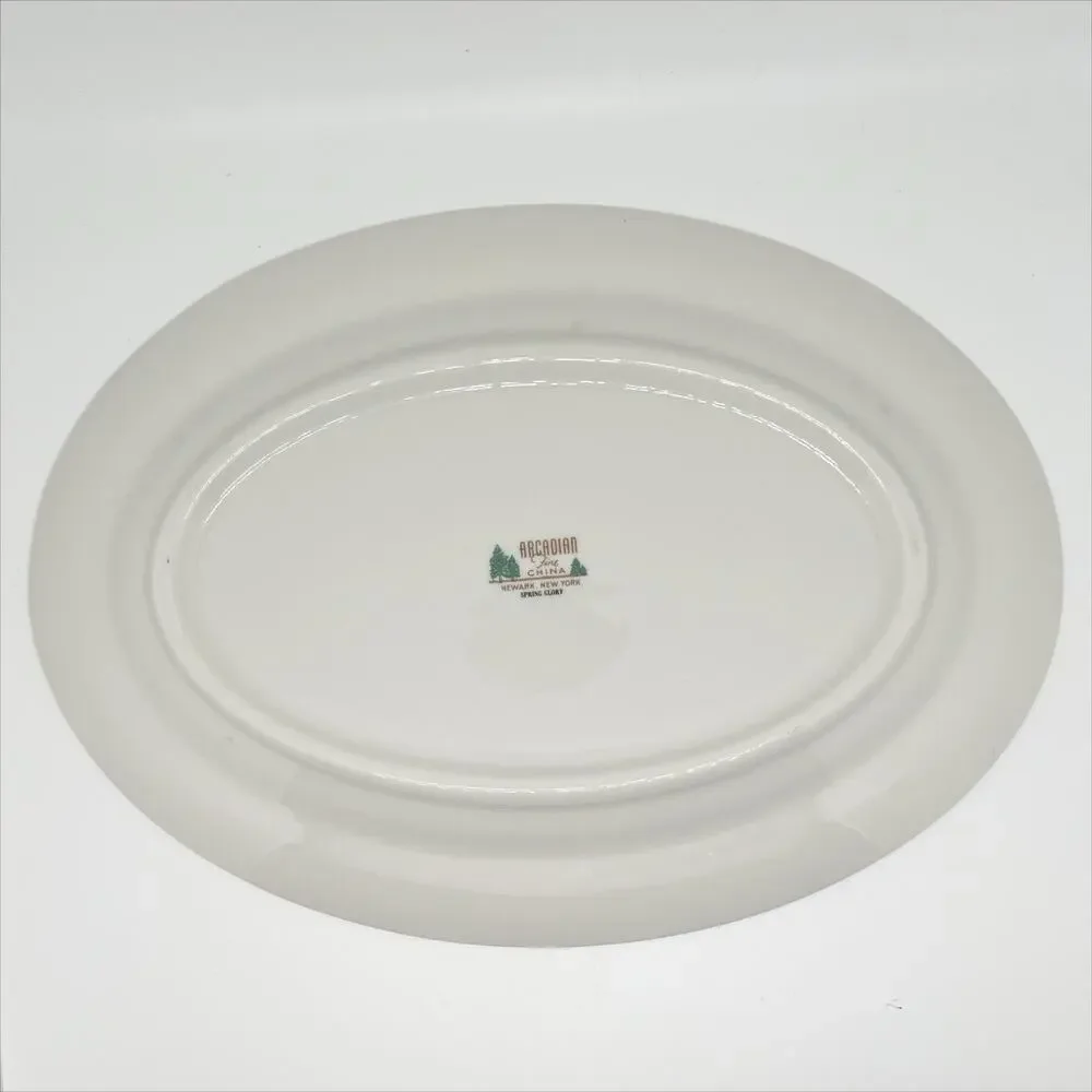 Vintage 1950s Arcadian Fine China Oval Serving Plate Platter Spring Glory 13